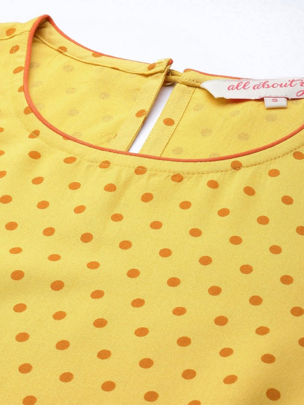 All About You Women Yellow Printed Kurta with Palazzos - Distacart