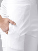 Thumbnail for ADA Women Peach-Coloured & White Chikankari Embroidered Handloom Kurta with Cotton Trousers - Distacart