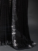 Thumbnail for Anouk Black & Silver-Toned Embellished Sequinned Pure Georgette Saree - Distacart