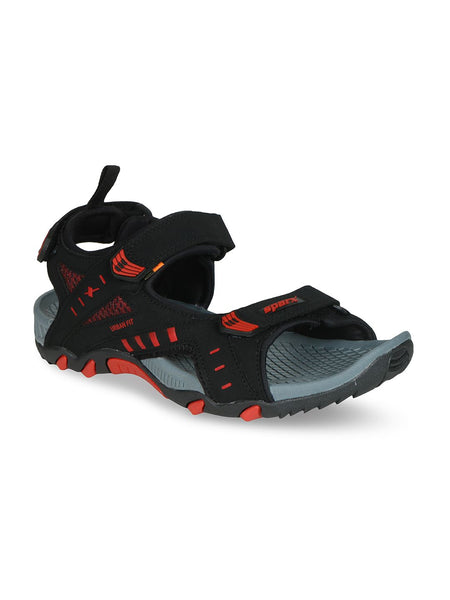 Sparx Men Black & Red Textured Sports Sandals