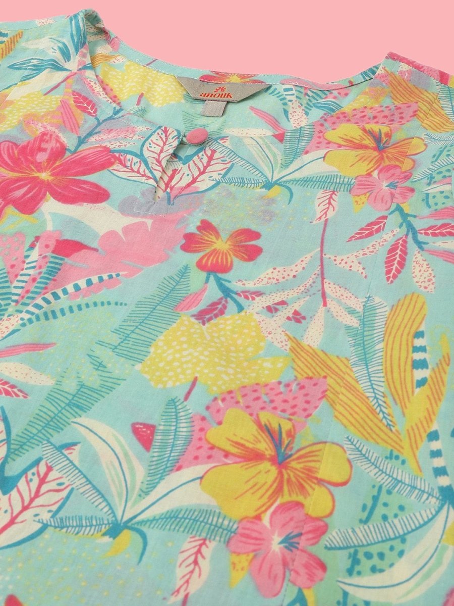 Anouk Women Floral Printed Regular Pure Cotton Kurta with Trousers & With Dupatta - Distacart