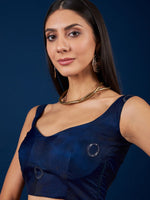 Thumbnail for Anouk Blue Geometric Embroidered Sequinned Pure Chiffon Saree - Distacart