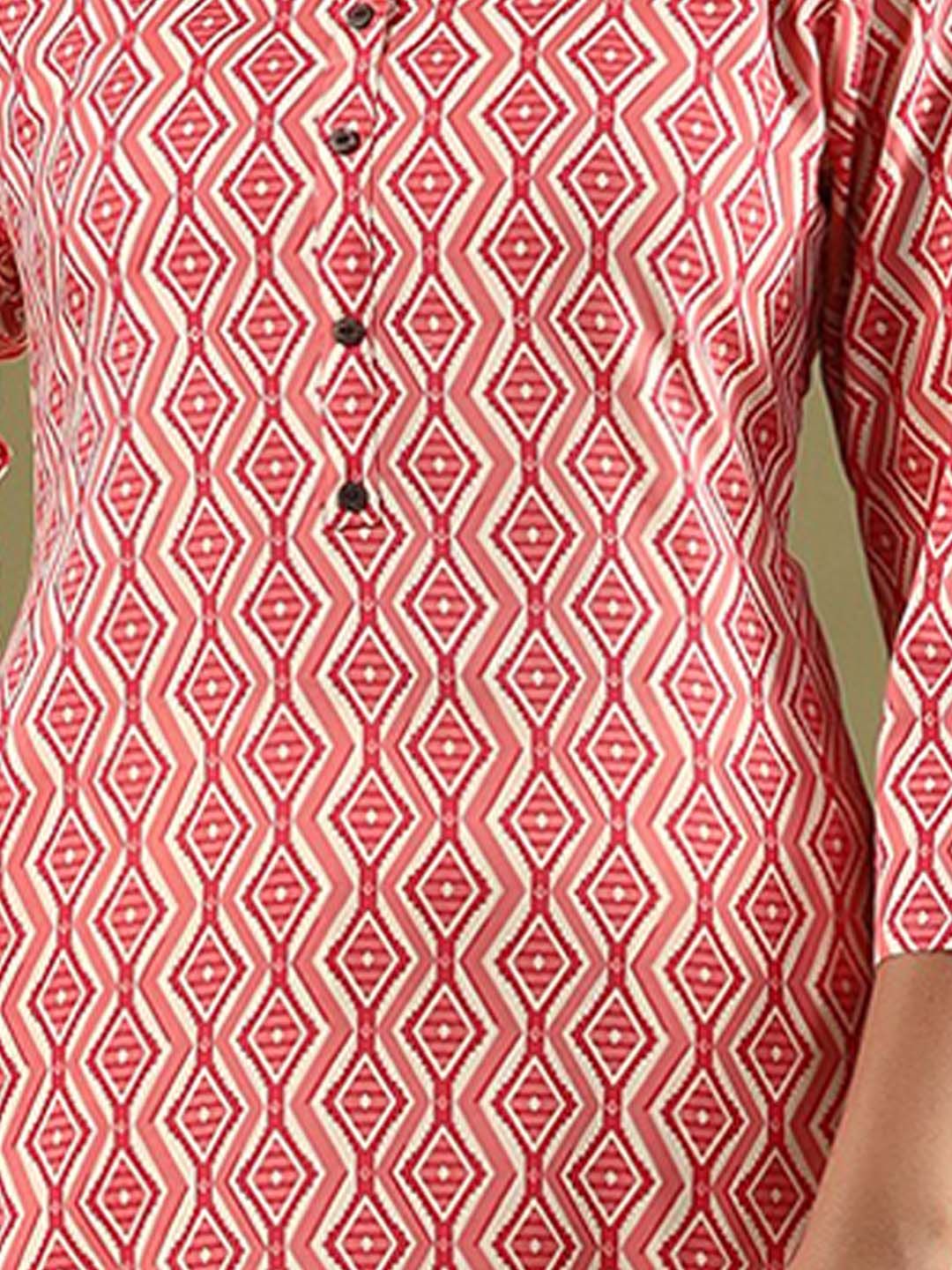 Indo Era Geometric Printed Mirror Work Straight Kurta