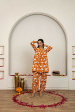 Thumbnail for Joban Fashion Peach Hand Block Print Cotton Kurta Set - Distacart