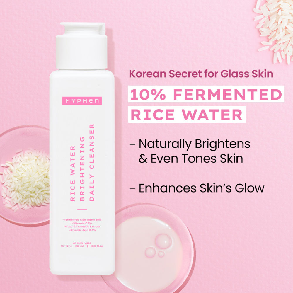 Hyphen By Kriti Sanon Rice Water Face Brightening Daily Cleanser, Reduce Pigmentation & Dark Spots, Brightens & Even Tones Skin, Moisturizes Skin - Distacart
