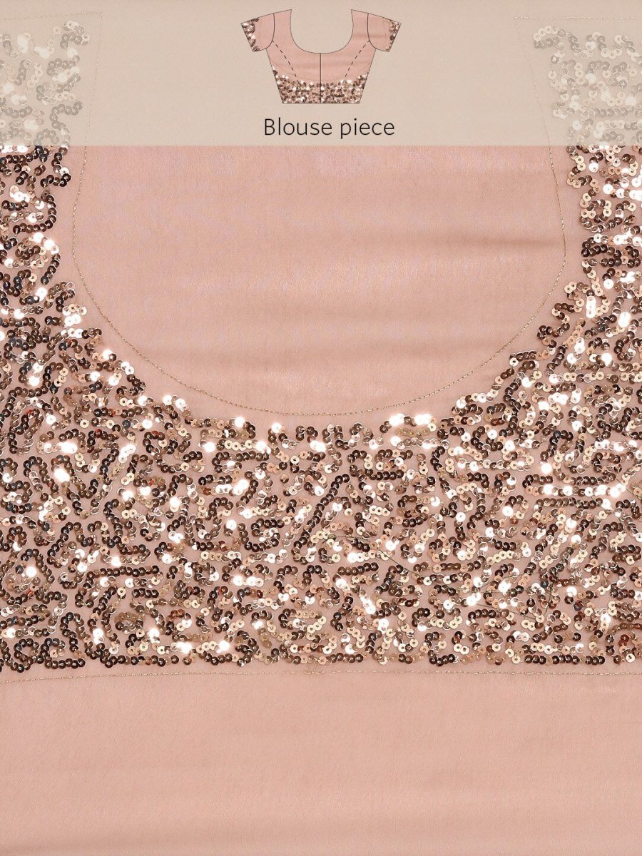 Anouk Nude-Coloured & Gold-Toned Sequin Embellished Pure Georgette Saree - Distacart