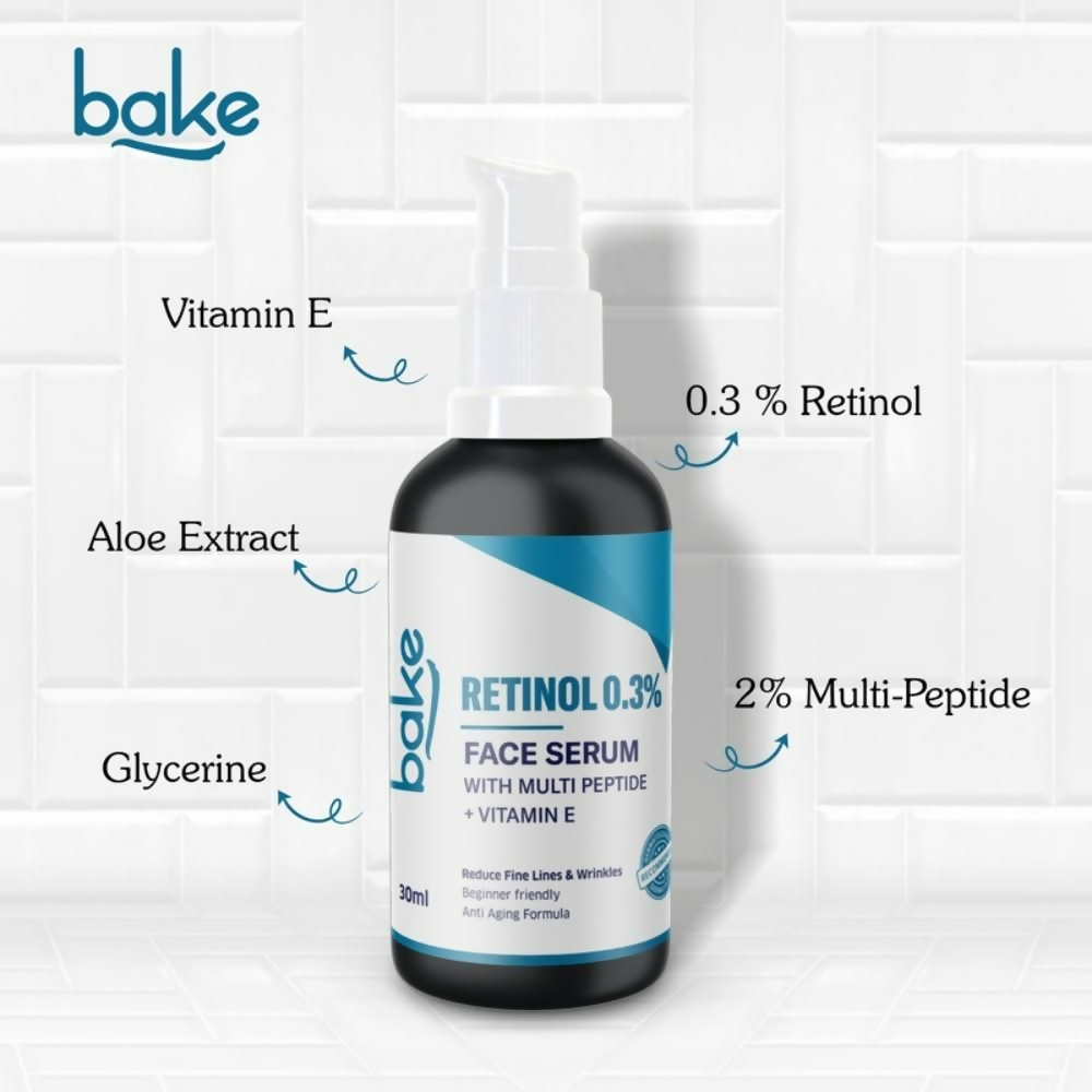 Bake 0.3% Retinol Beginner Friendly Face Serum With 2% Multi Peptide & Vitamin E - Distacart