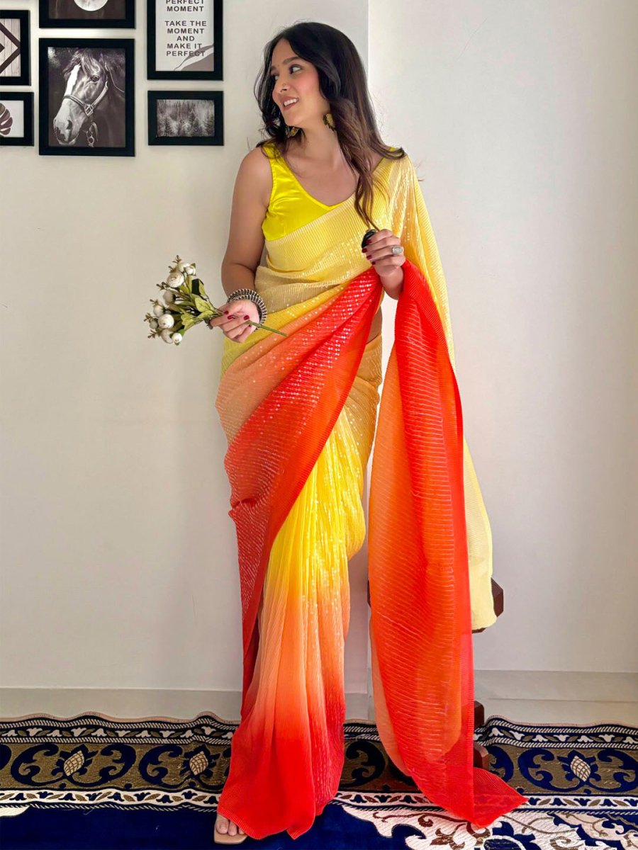 Anouk Embellished Sequinned Pure Georgette Designer Saree - Distacart