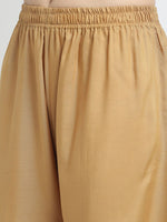 Thumbnail for TAG 7 Women Beige Solid Flared Palazzo