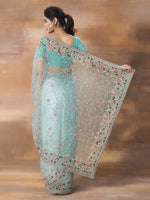 Thumbnail for kasee Floral Embroidered Net Saree - Distacart