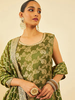 Thumbnail for Soch Women Ethnic Motifs Woven Design Straight Sequinned Kurta with Trousers & Dupatta - Distacart