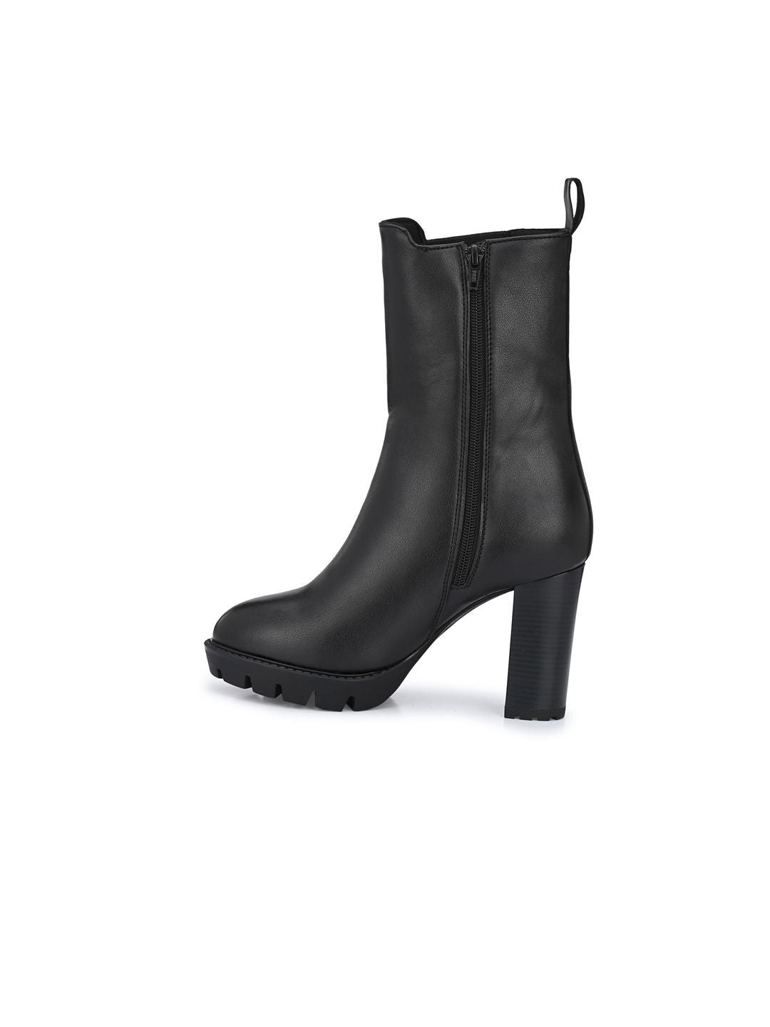 Delize Black High-Top Block Heeled Boots