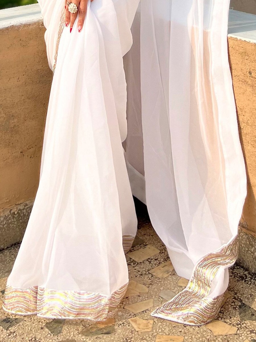 Anouk Sequinned Pure Georgette Saree - Distacart