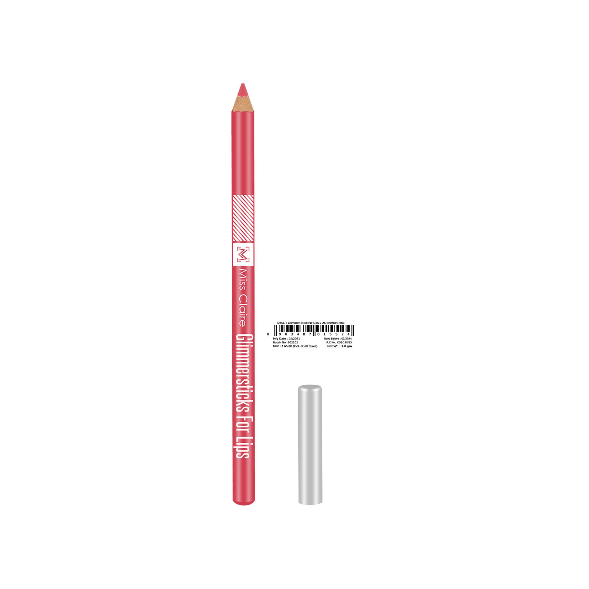 Miss Claire Glimmersticks For Lips - Sharbat Pink L-26