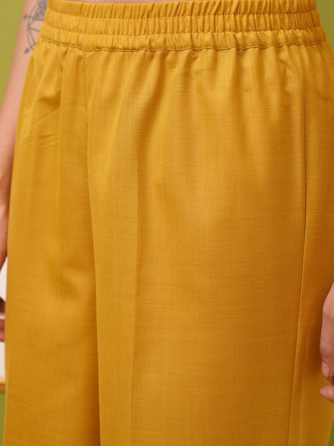 Vishudh Yellow Ethnic Motifs Printed Regular Kurta With Palazzos & Dupatta
