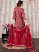 Thumbnail for Ode by House of Pataudi Floral Printed Regular Pure Cotton Kurta with Trousers & Dupatta - Distacart