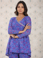 Thumbnail for Ode by House of Pataudi Bandhani Printed Angrakha Gotta Patti Kurti with Sharara - Distacart