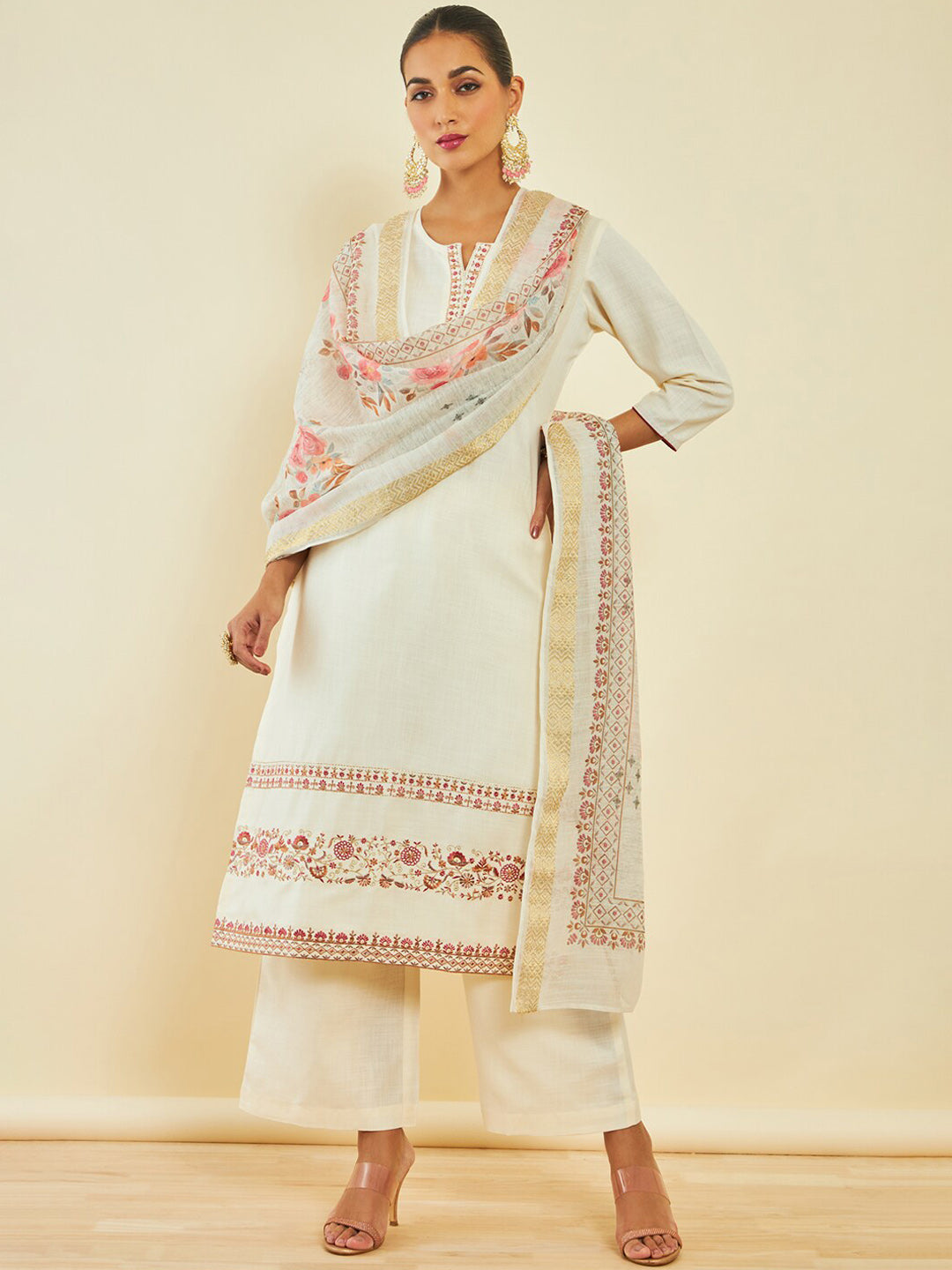 Soch Ethnic Motifs Embroidered Sequinned Kurta with Trousers & Dupatta - Distacart