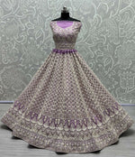 Thumbnail for Jyoti Fashion Women's Violet Bridal Net Fancy Sequins with Multi Thread Embroidered Wedding Lehenga Choli - Distacart