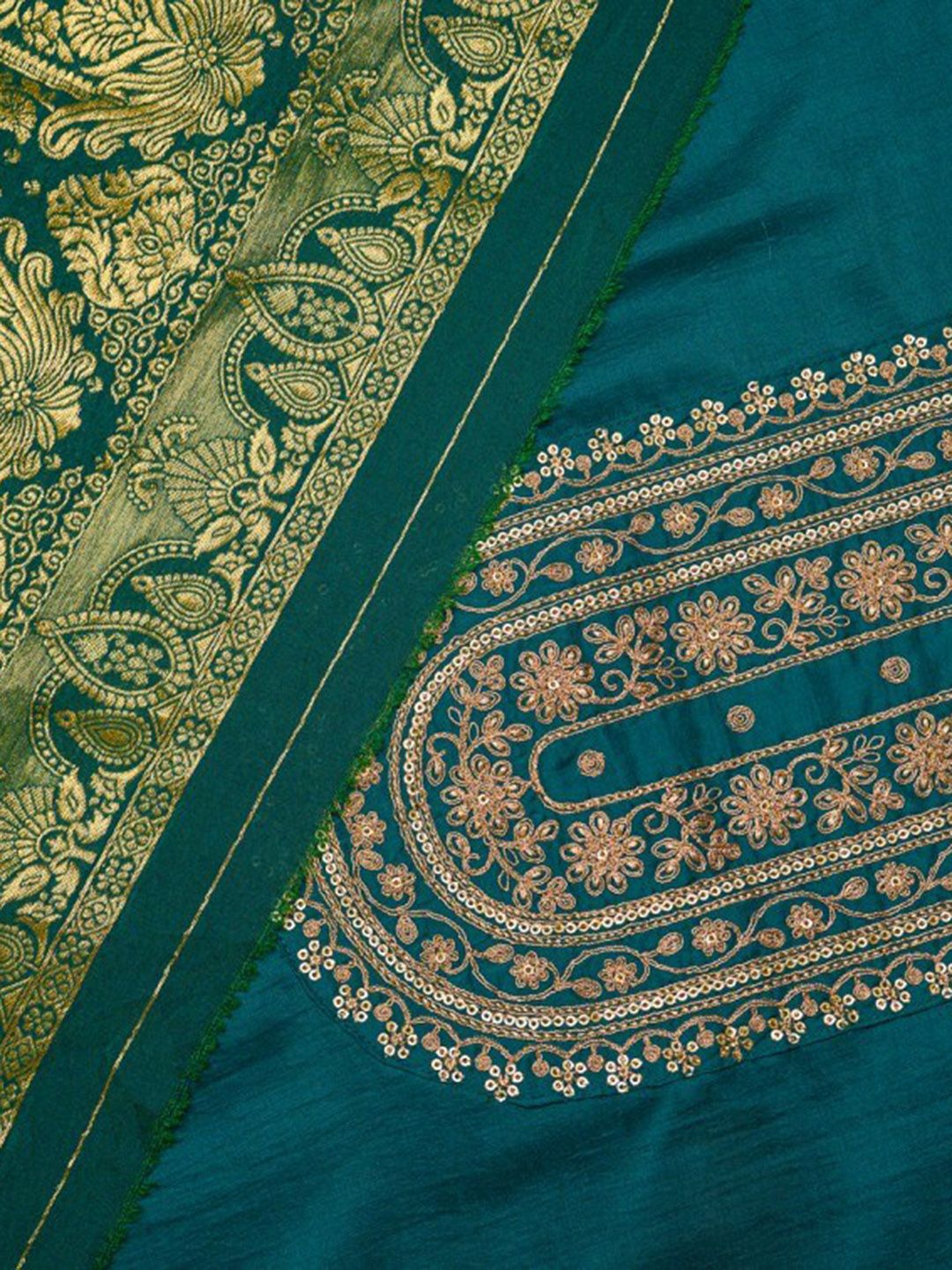 Ode by House of Pataudi Blue Ethnic Motifs Straight Kurta & Trousers With Dupatta - Distacart