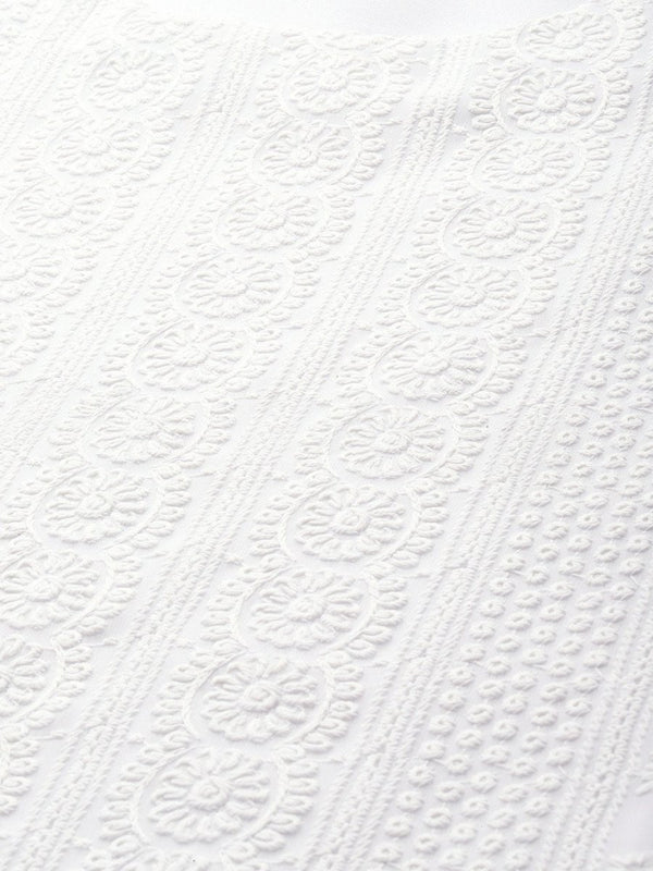 Anouk Women White Chikankari Embroidered Kurta with Palazzos - Distacart