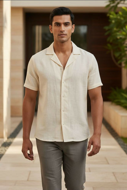 Sera — Cream Linen Shirt by Hilo Design - Dista