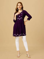 Thumbnail for Aastha Fashion Women's Purple Viscose Rayon Embroidered Casual Top - Distacart