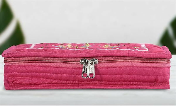 Asmaani 7 Pocket Rani Pink Embroidery Jewellery Kit - Distacart