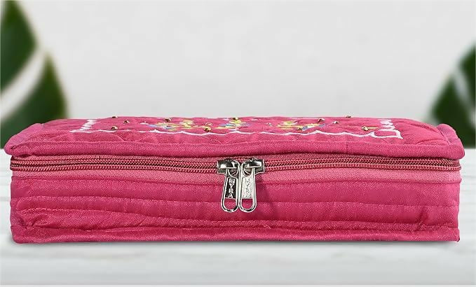 Asmaani 7 Pocket Rani Pink Embroidery Jewellery Kit - Distacart