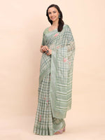 Thumbnail for Astita Linen Cotton Light Green Saree