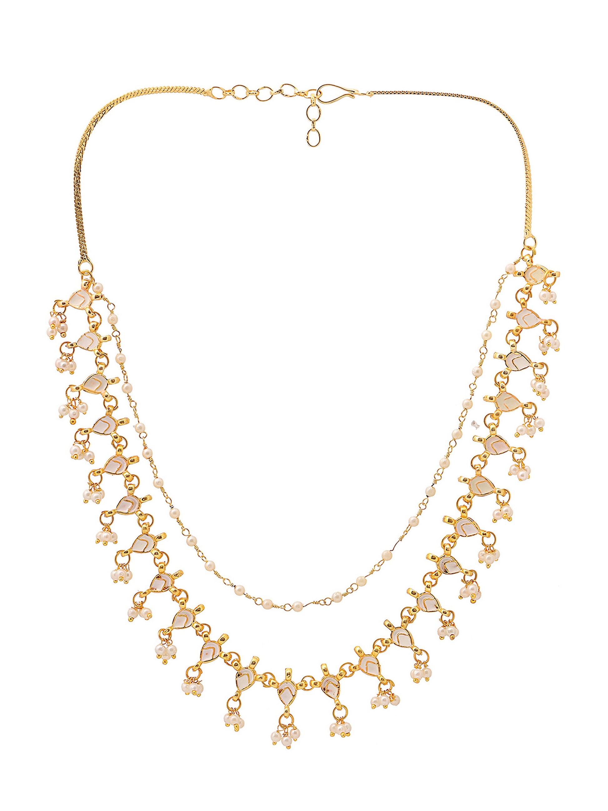 Ruby Raang Gold Kundan and Pearl Necklace - Distacart