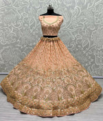 Thumbnail for Jyoti Fashion Women's Peach Bridal Net Fancy Sequins with Multi Thread Embroidered & Handwork Wedding Lehenga Choli - Distacart