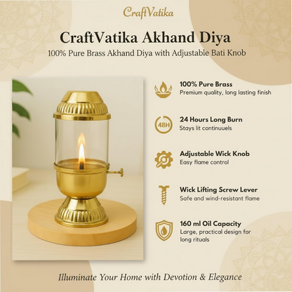 CraftVatika Pure Brass Akhand Diya - Dista