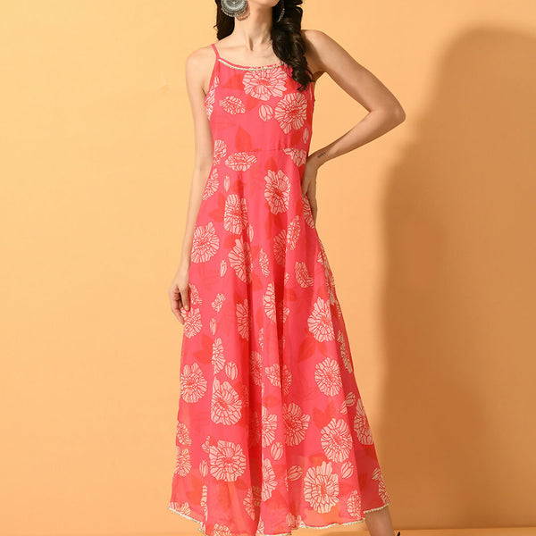 Myshka Women's Pink Fit and Flare Party Dress - Distacart