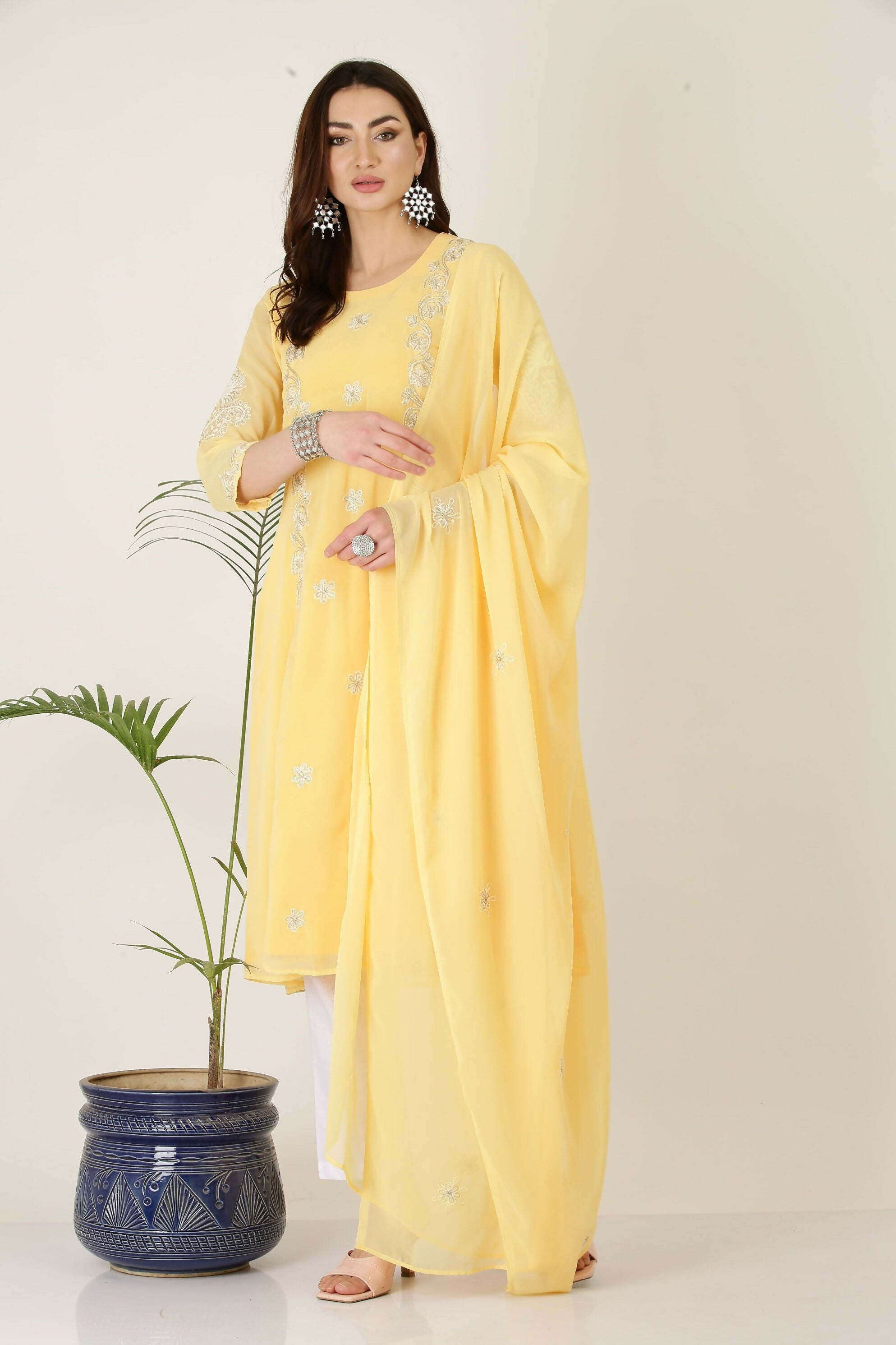 Joban Fashion Yellow Georgette Kurta Set
