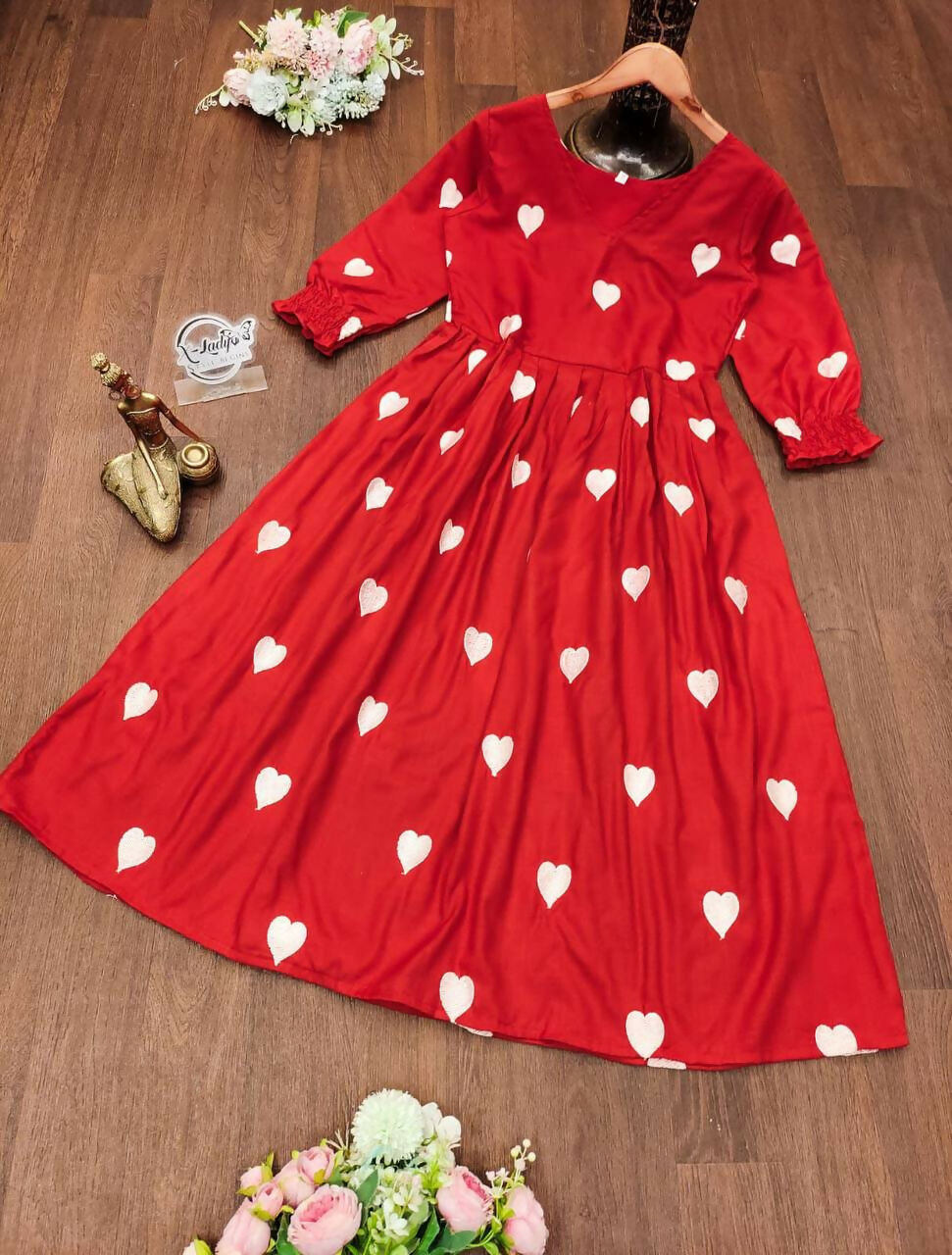 Preksha Creation Slub Cotton Printed Women Red Gown - Distacart