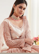 Thumbnail for Vegaa Fashion Peach Net Embroidered Wedding Lehenga