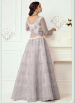 Thumbnail for Vegaa Fashion Lavender Net Embroidered Wedding Lehenga