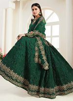 Thumbnail for Vegaa Fashion Green Net Embroidered Wedding Lehenga