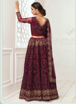 Thumbnail for Vegaa Fashion Wine Net Embroidered Wedding Lehenga