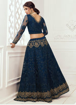 Thumbnail for Vegaa Fashion Blue Net Embroidered Wedding Lehenga