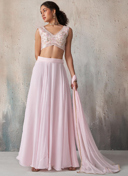 Vegaa Fashion Light Pinkgeorgette Western Plazzo Style Lehenga