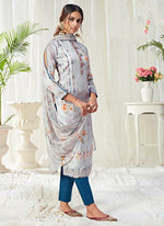 Thumbnail for Vegaa Fashion Light Blue Cotton Digital Printed Swarwoski Work Salwar Suit - Distacart