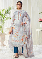 Thumbnail for Vegaa Fashion Light Blue Cotton Digital Printed Swarwoski Work Salwar Suit - Distacart
