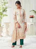 Thumbnail for Vegaa Fashion Off White Cotton Digital Printed Swarwoski Work Salwar Suit - Distacart