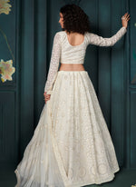 Thumbnail for Vegaa Fashion Off White Georgette Embroidered Wedding Lehenga