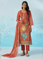 Thumbnail for Vegaa Fashion Red Organza Embroidered Party Wear Suit - Distacart