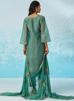 Thumbnail for Vegaa Fashion Turquoise Organza Embroidered Party Wear Suit - Distacart