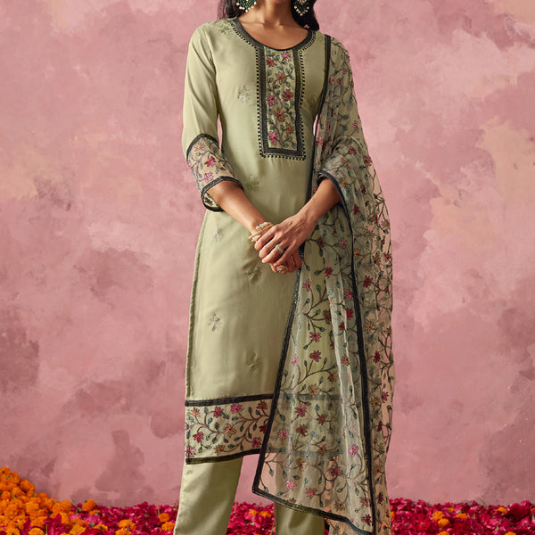 Vegaa Fashion Beige Georgette Embroidered Salwar Suit - Distacart
