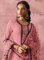 Thumbnail for Vegaa Fashion Light Pink Georgette Embroidered Salwar Suit